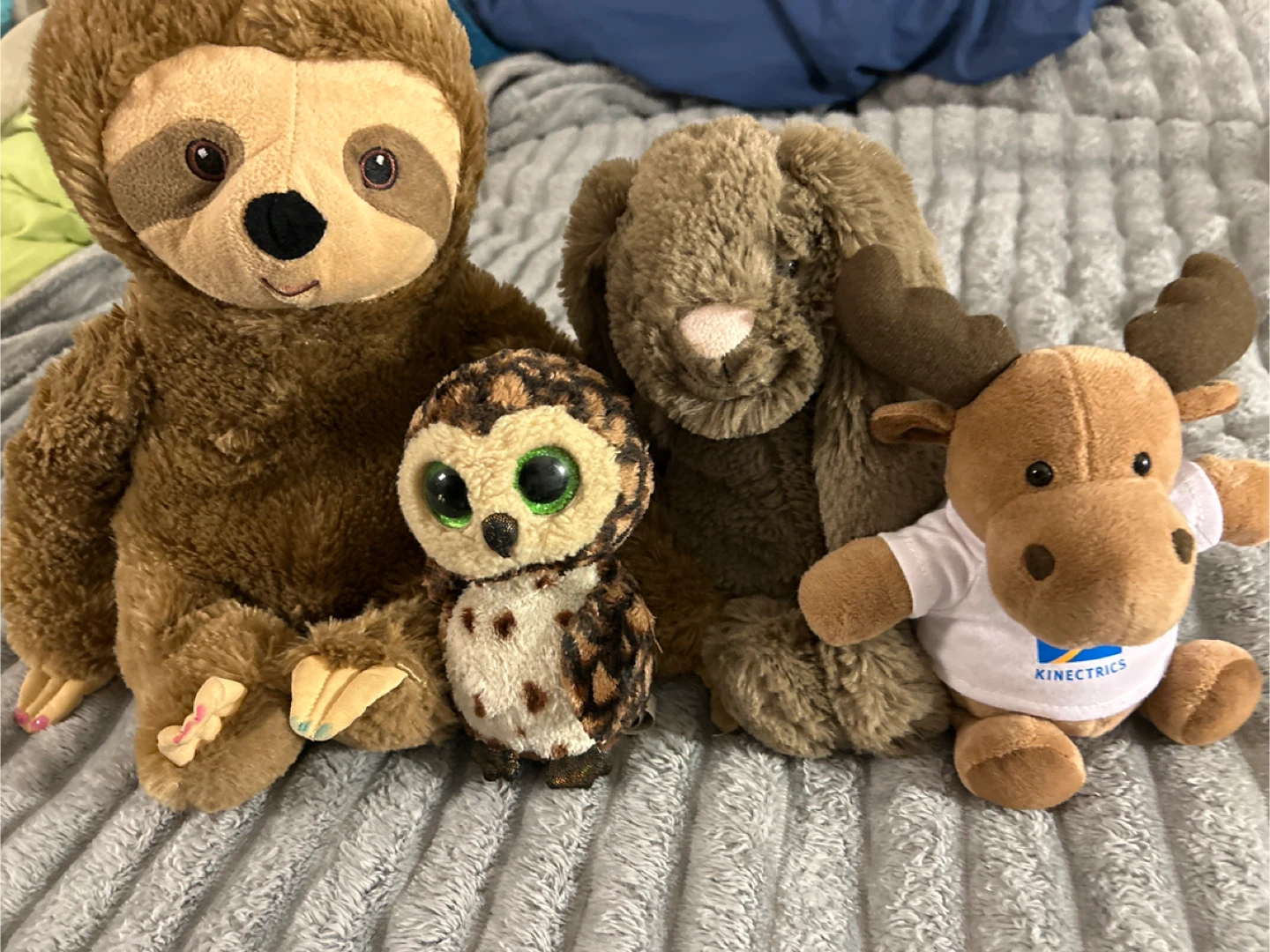 BROWN PLUSHIES - Sloth, Owl, Bunny, Moose