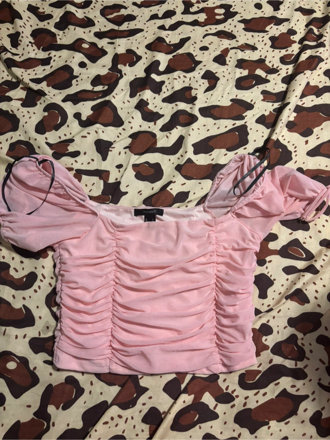Forever 21 Pink Ruched Mesh Top