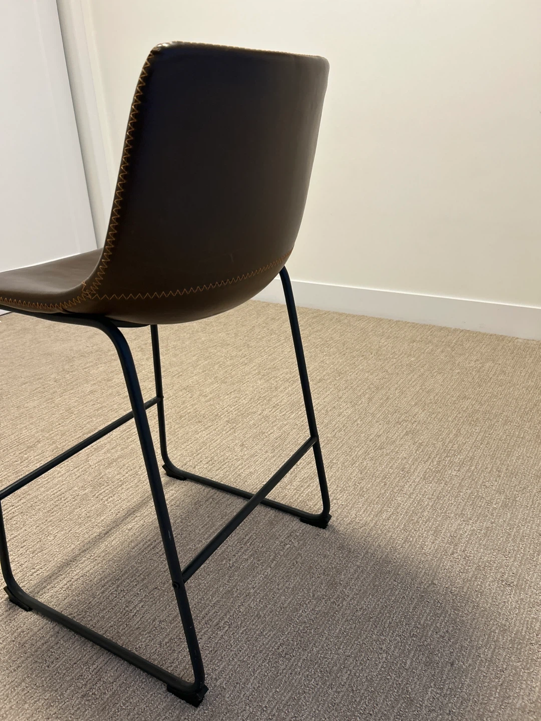 Brown Faux Leather Counter Stool with Black Metal Frame - photo 3