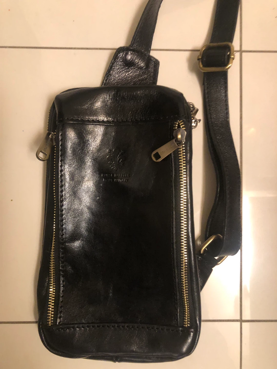 Borse In Pelle -Black Leather Crossbody Bag - photo 2