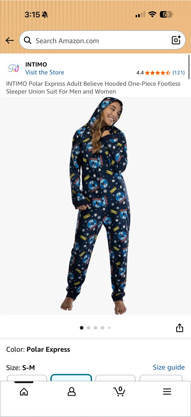 Intimo Polar Express Adult One-Piece Footless Sleeper Union Suit