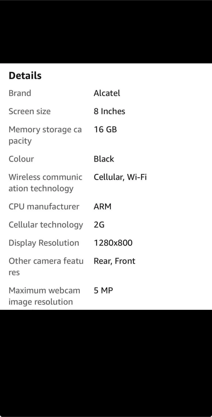 Alcatel 8 Inch Tablet - Black - photo 5