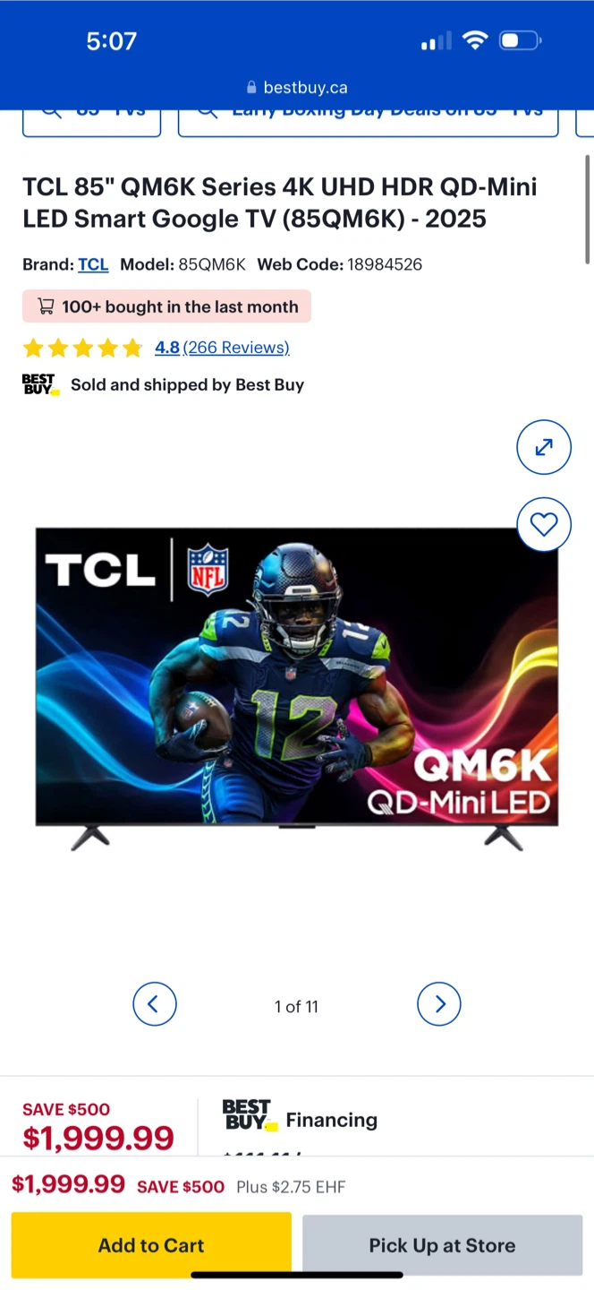 TCL 85" QM6K Series 4K UHD QD-Mini LED Smart Google TV - photo 2