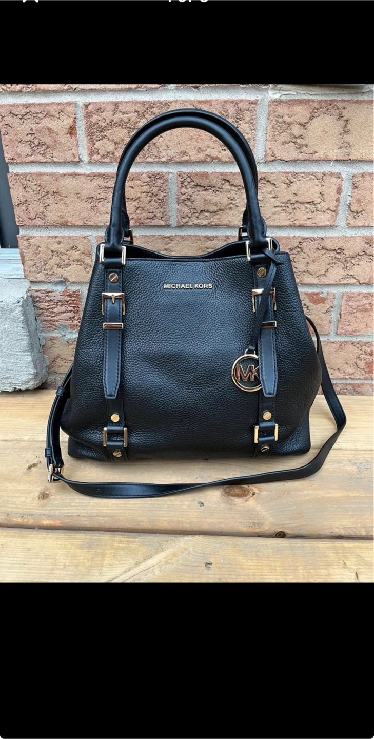 Michael Kors Black Leather Satchel Handbag