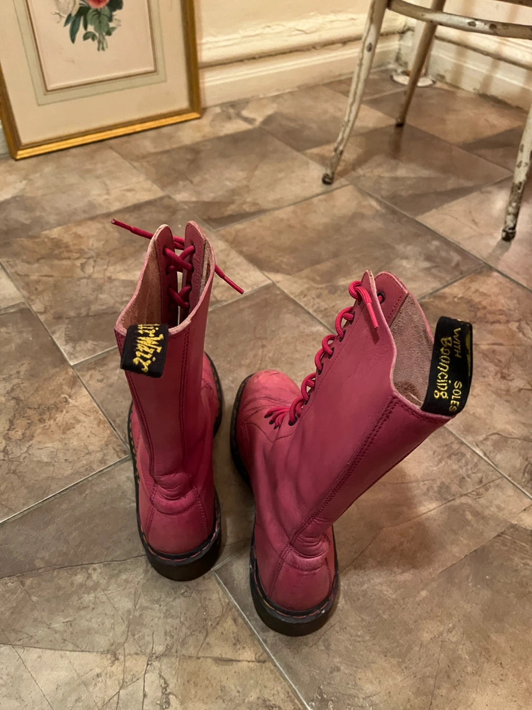 Dr. Martens Pink Leather 14-Eye Lace-Up Boots - photo 5
