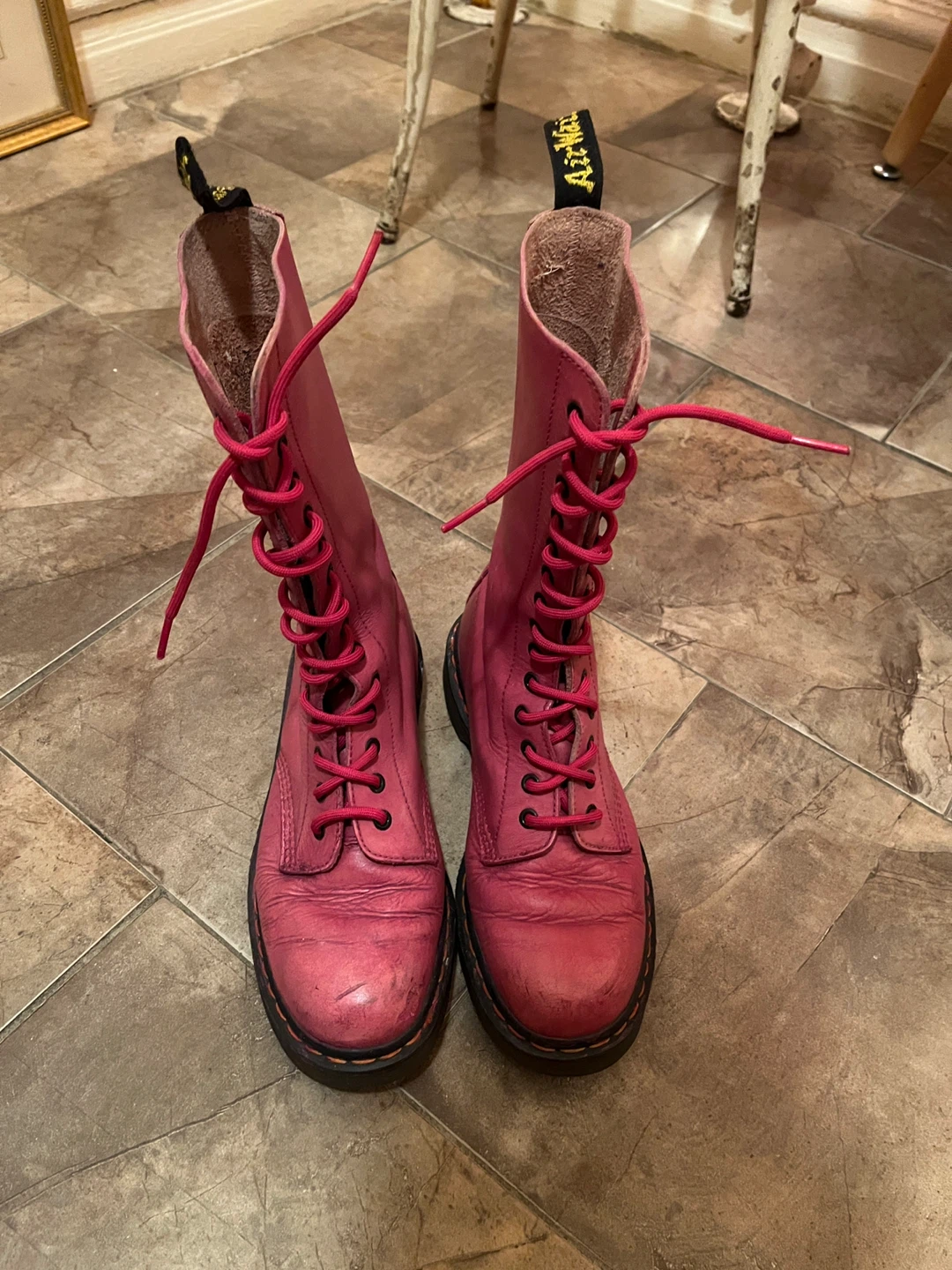 Dr. Martens Pink Leather 14-Eye Lace-Up Boots - photo 2