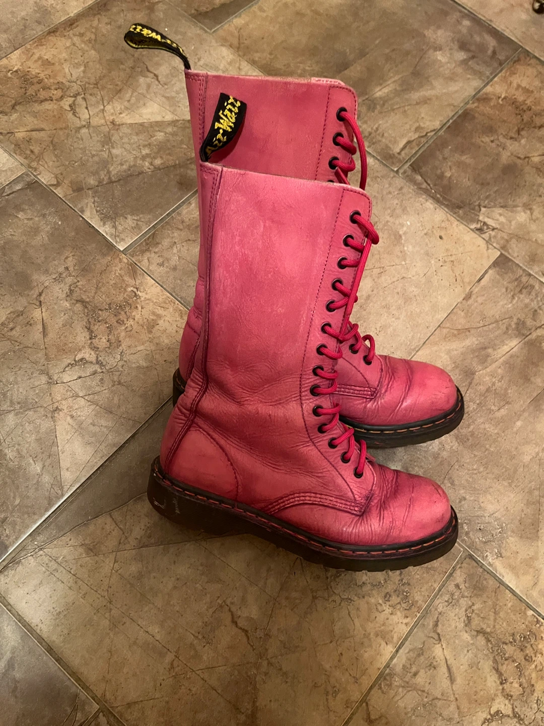 Dr. Martens Pink Leather 14-Eye Lace-Up Boots - photo 3