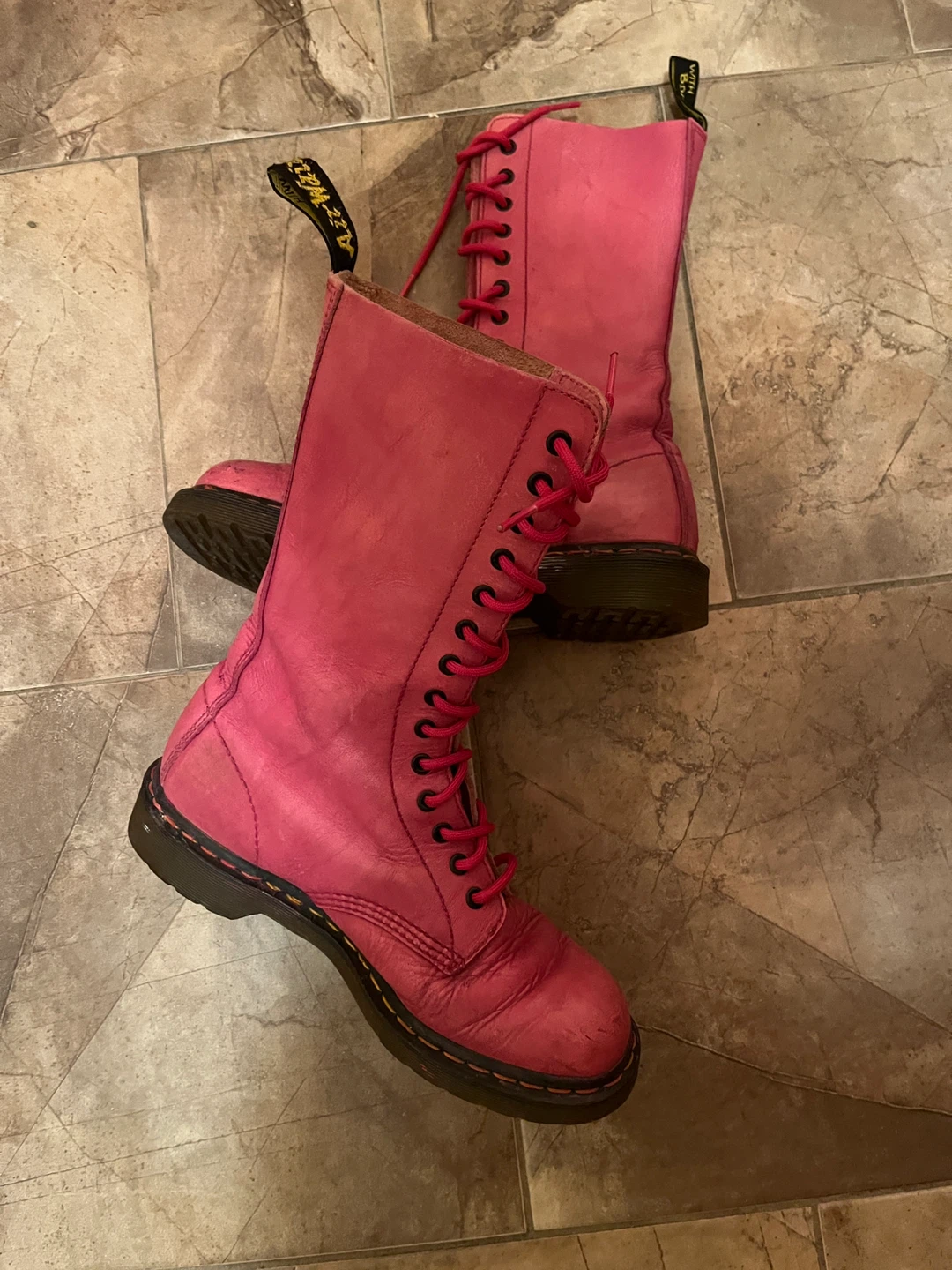 Dr. Martens Pink Leather 14-Eye Lace-Up Boots - photo 4