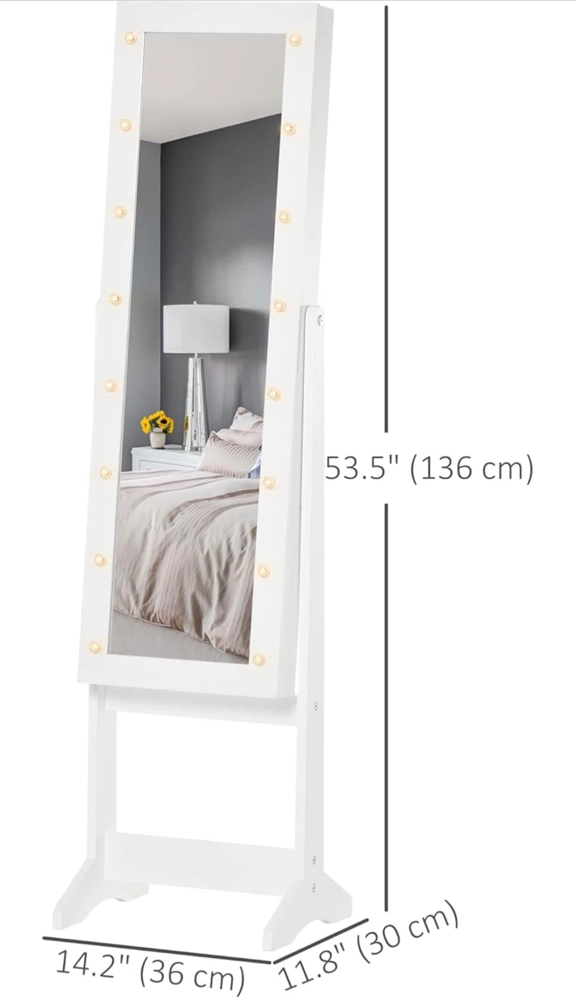 White Full Length Standing Mirror with 16 LED Bulbs - photo 3