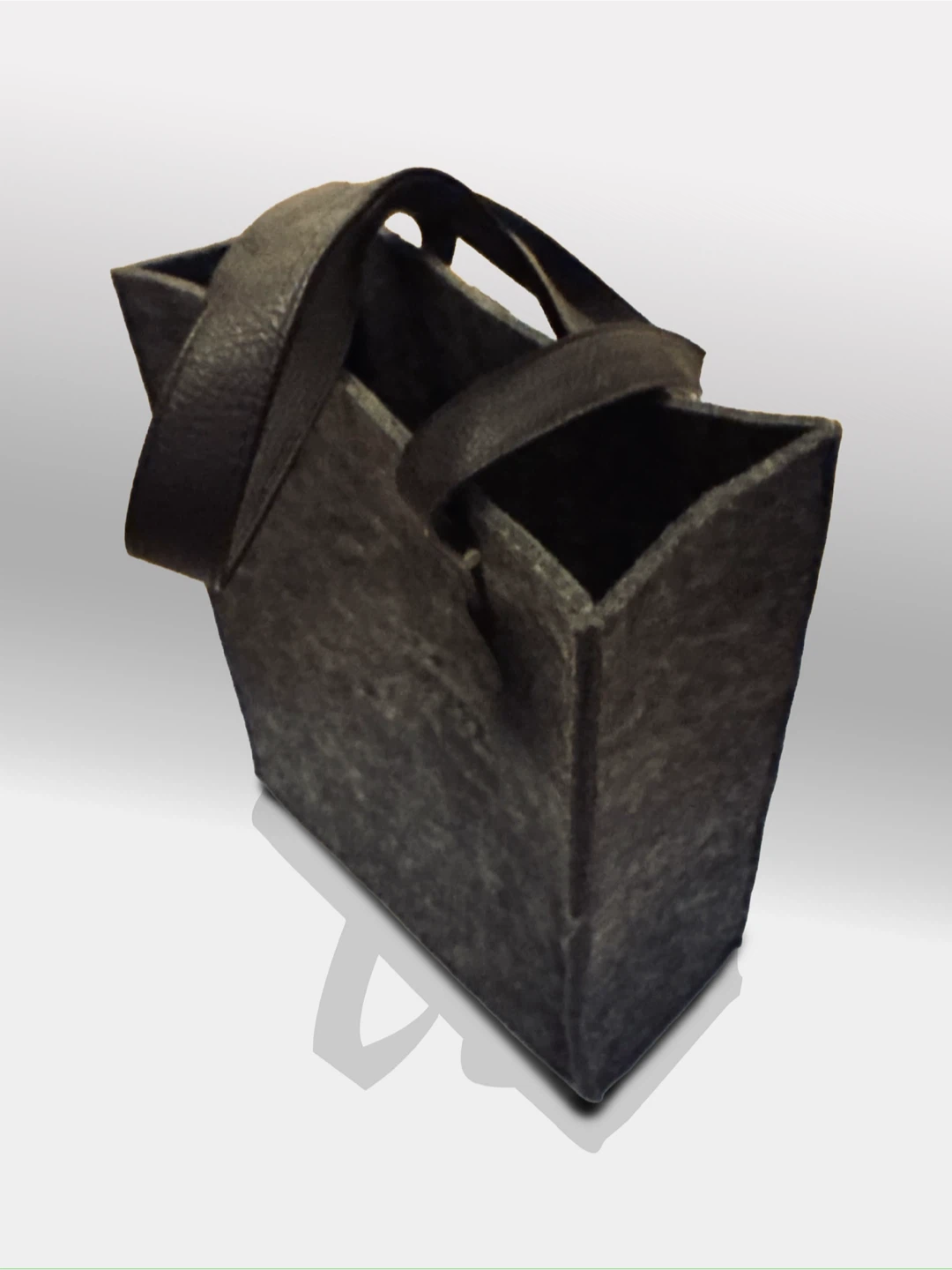 Dark Gray Felt Tote Bag with Leather Straps
