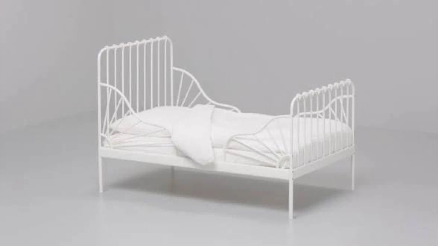 IKEA LÖVBACKEN Bed Frame - White extendable mattress included - photo 2