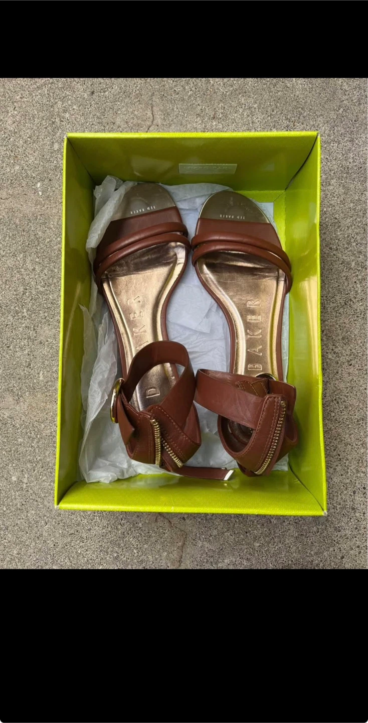 US 8.5 Ted Baker Brown Leather Heeled Sandals