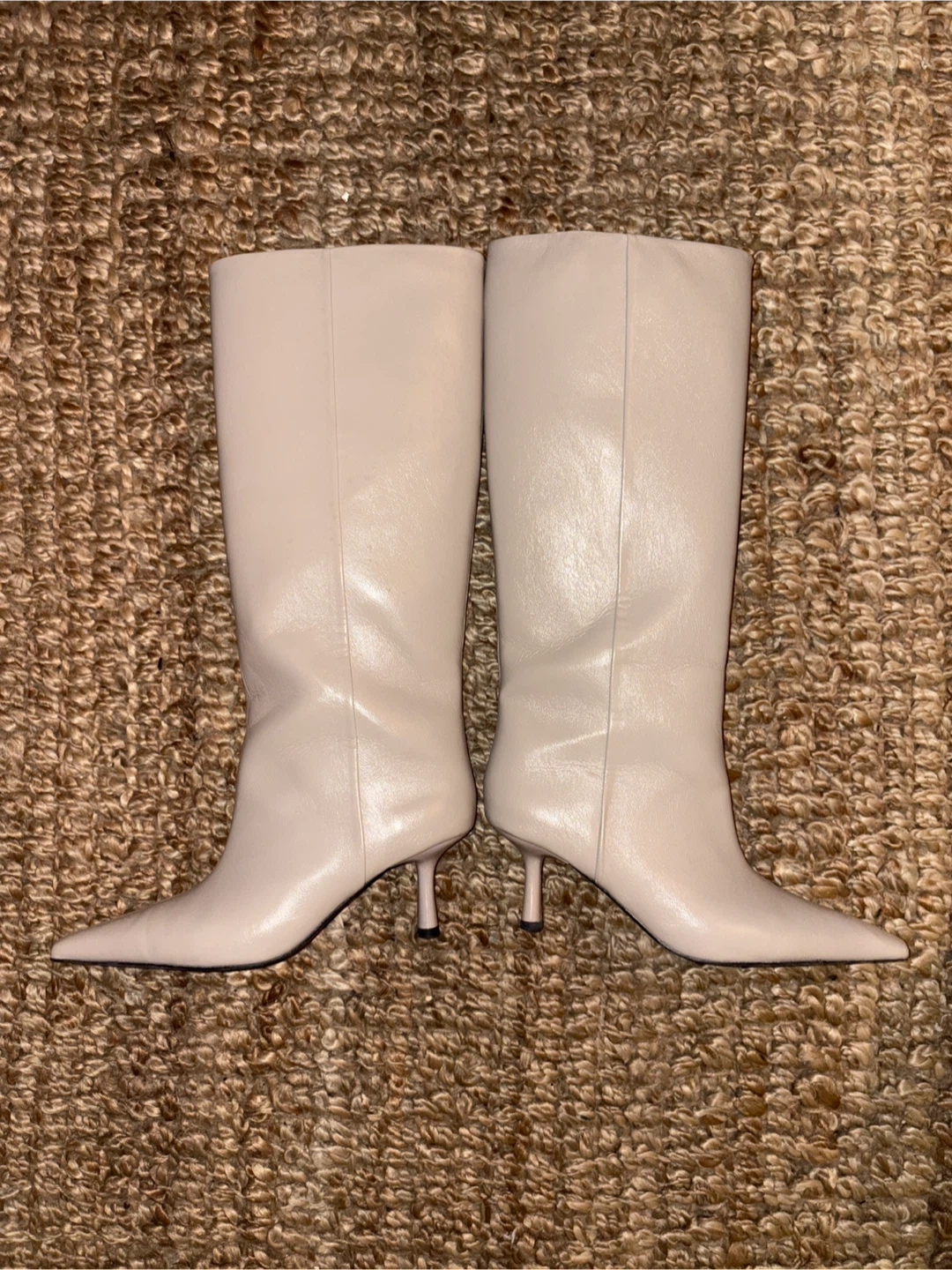 Beige faux Leather Knee-High Boots - photo 4