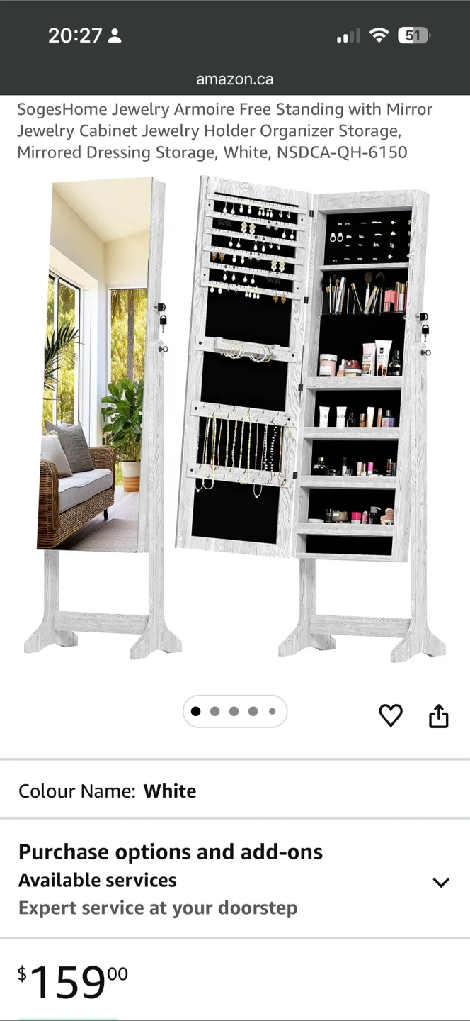 Jewelry Armoire with Full Length Mirror (vanity) - photo 2