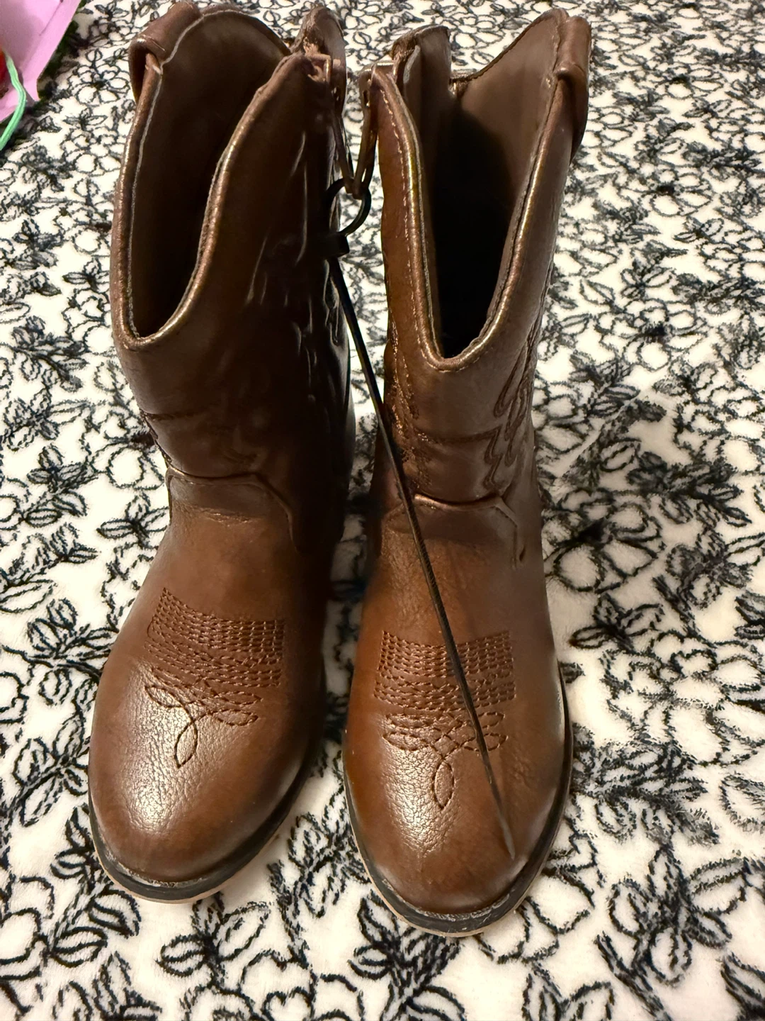 Cat & Jack Brown Cowboy Girls Boots Size 9 - photo 3