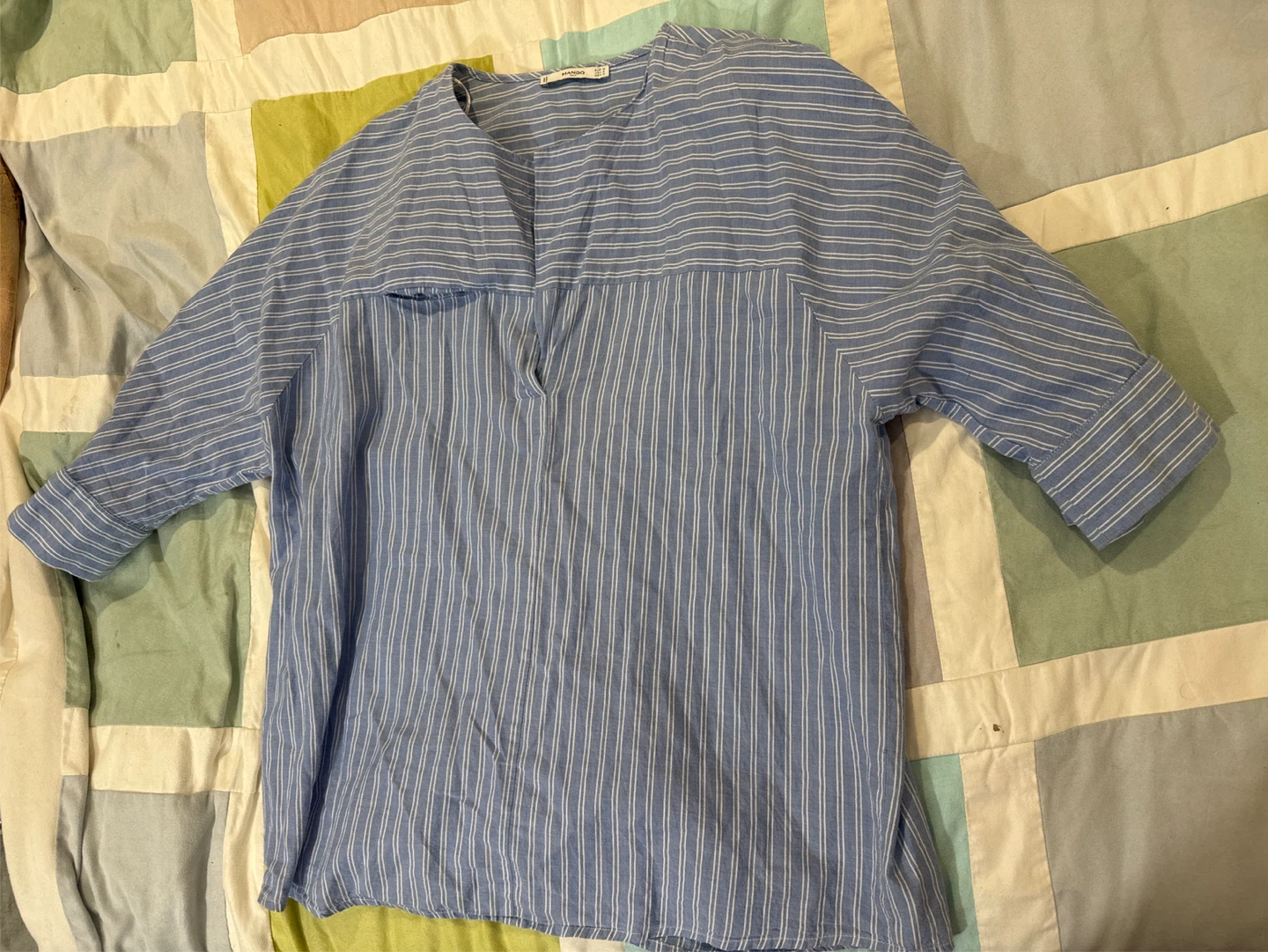 Mango Blue Striped Blouse