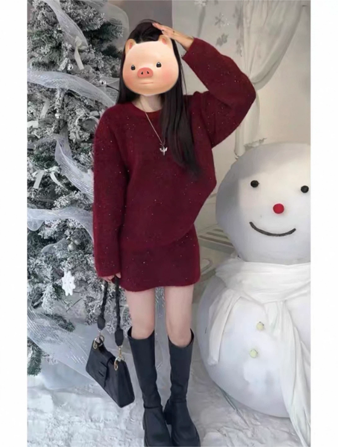 Sparkly Red Knit Sweater Dress - photo 5