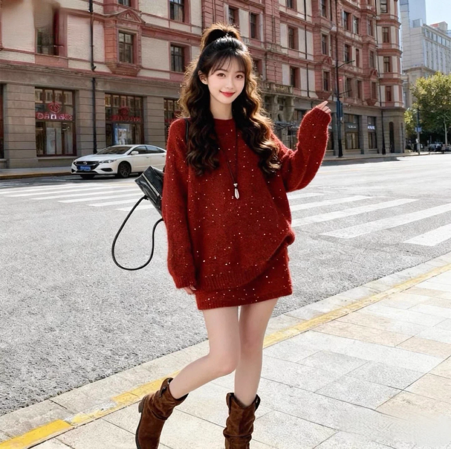 Sparkly Red Knit Sweater Dress - photo 4