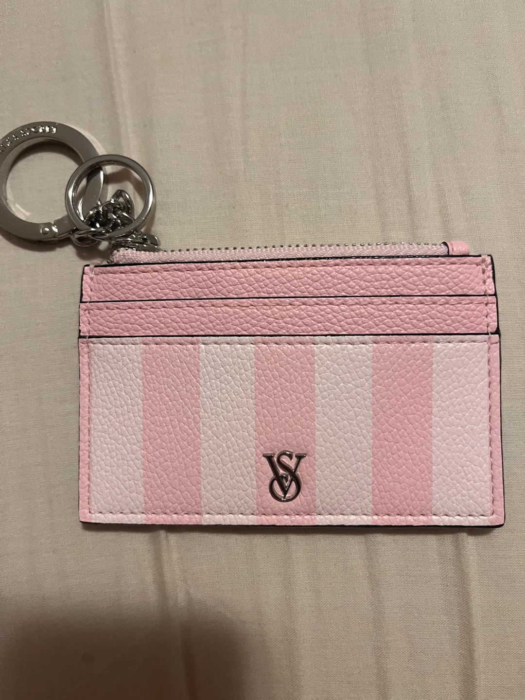 Victoria's Secret Pink Striped Cardholder with Keychain