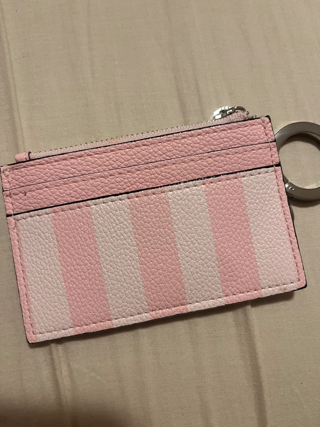 Victoria's Secret Pink Striped Cardholder with Keychain - photo 2