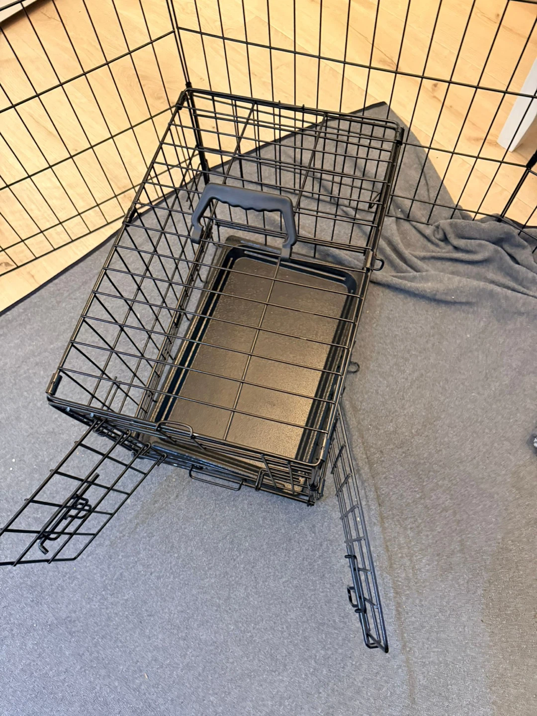 Black Wire Dog Crate with Tray - photo 2
