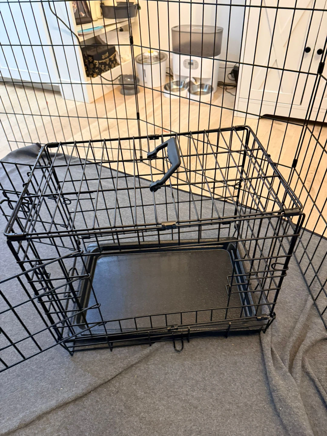 Black Wire Dog Crate with Tray - photo 4