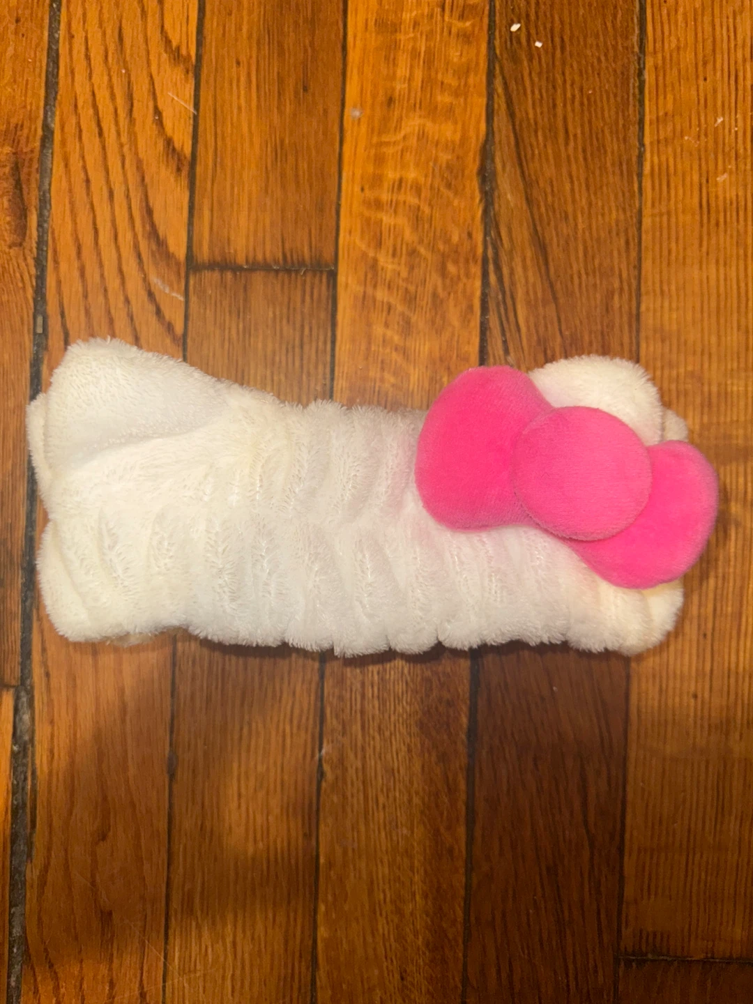 Hello Kitty White Plush Headband with Pink Bow