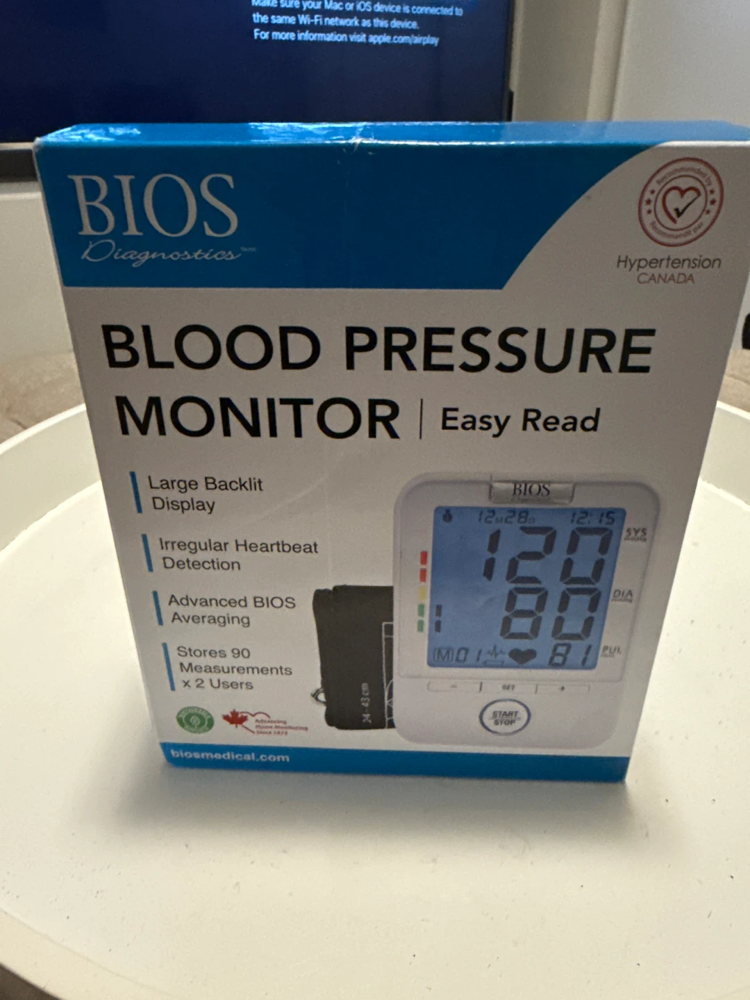 BIOS Diagnostics Blood Pressure Monitor - Easy Read