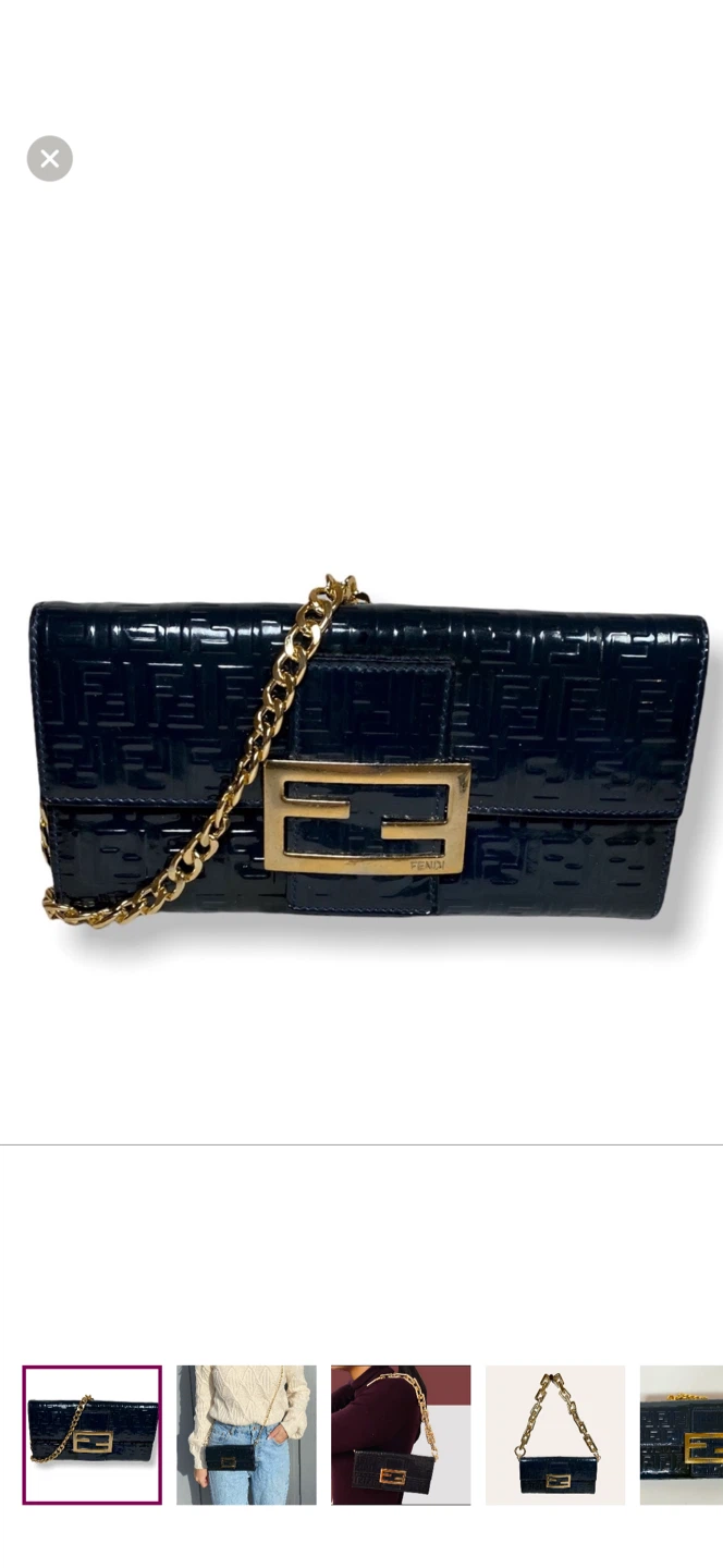 Fendi Baguette Patent Leather Clutch Chain Bag