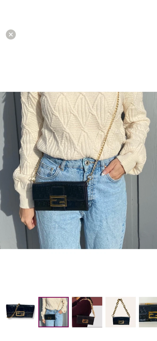 Fendi Baguette Patent Leather Clutch Chain Bag - photo 2