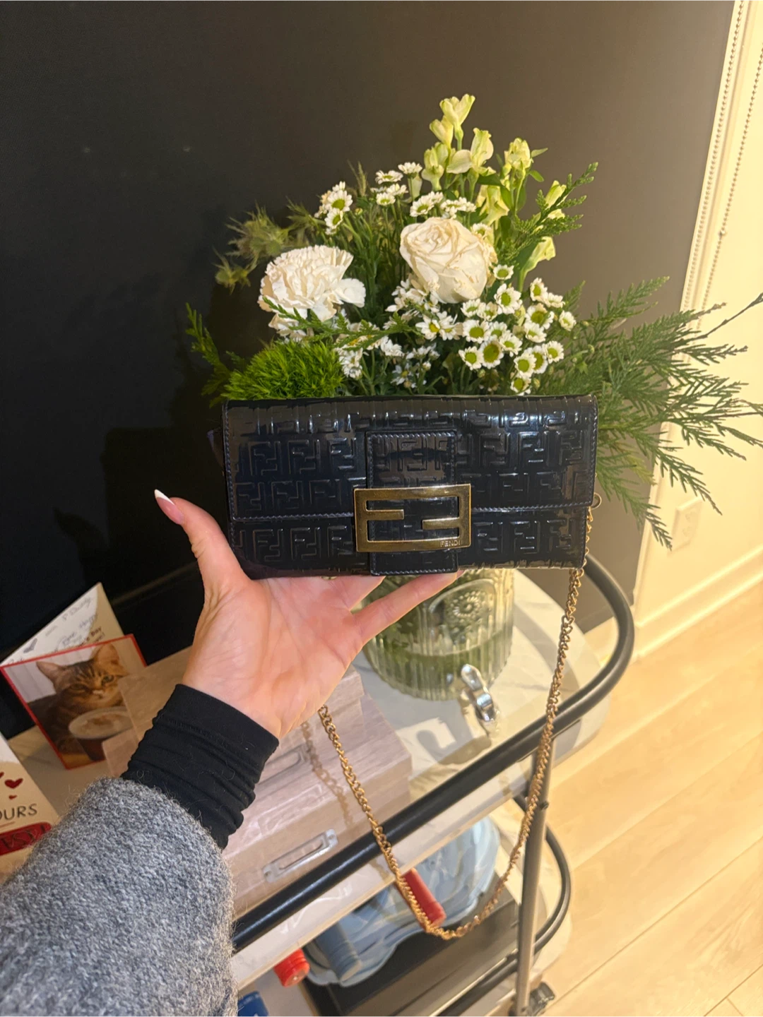 Fendi Baguette Patent Leather Clutch Chain Bag - photo 5