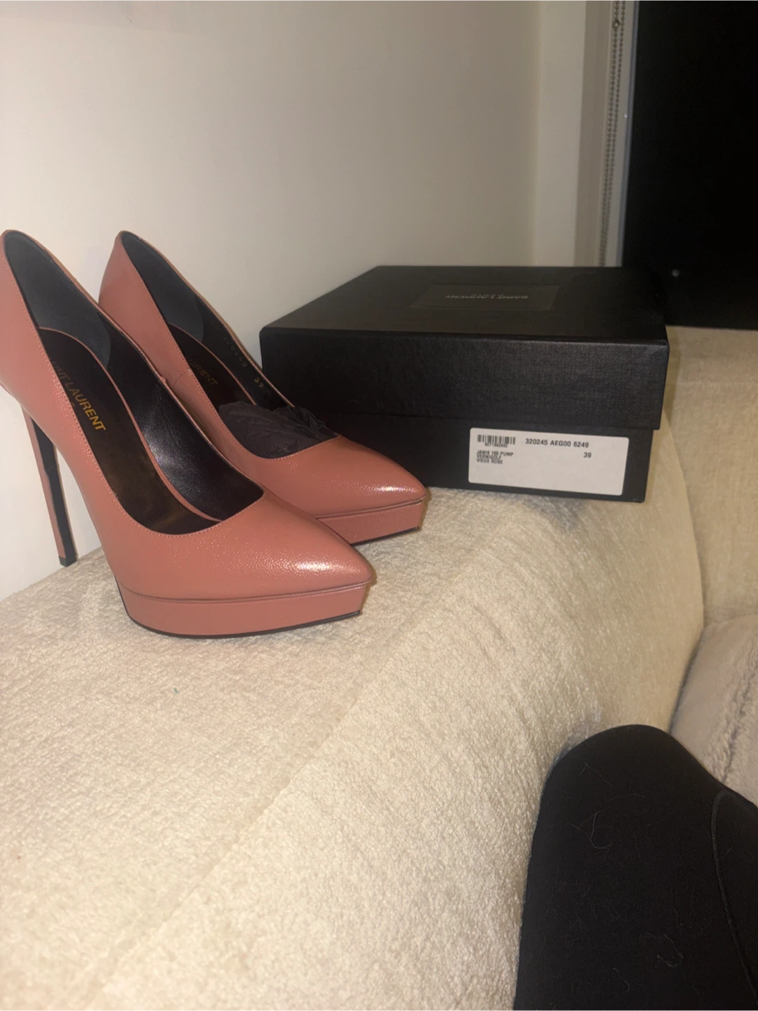 Saint Laurent Pink Leather Platform Heels Size 39 - photo 5