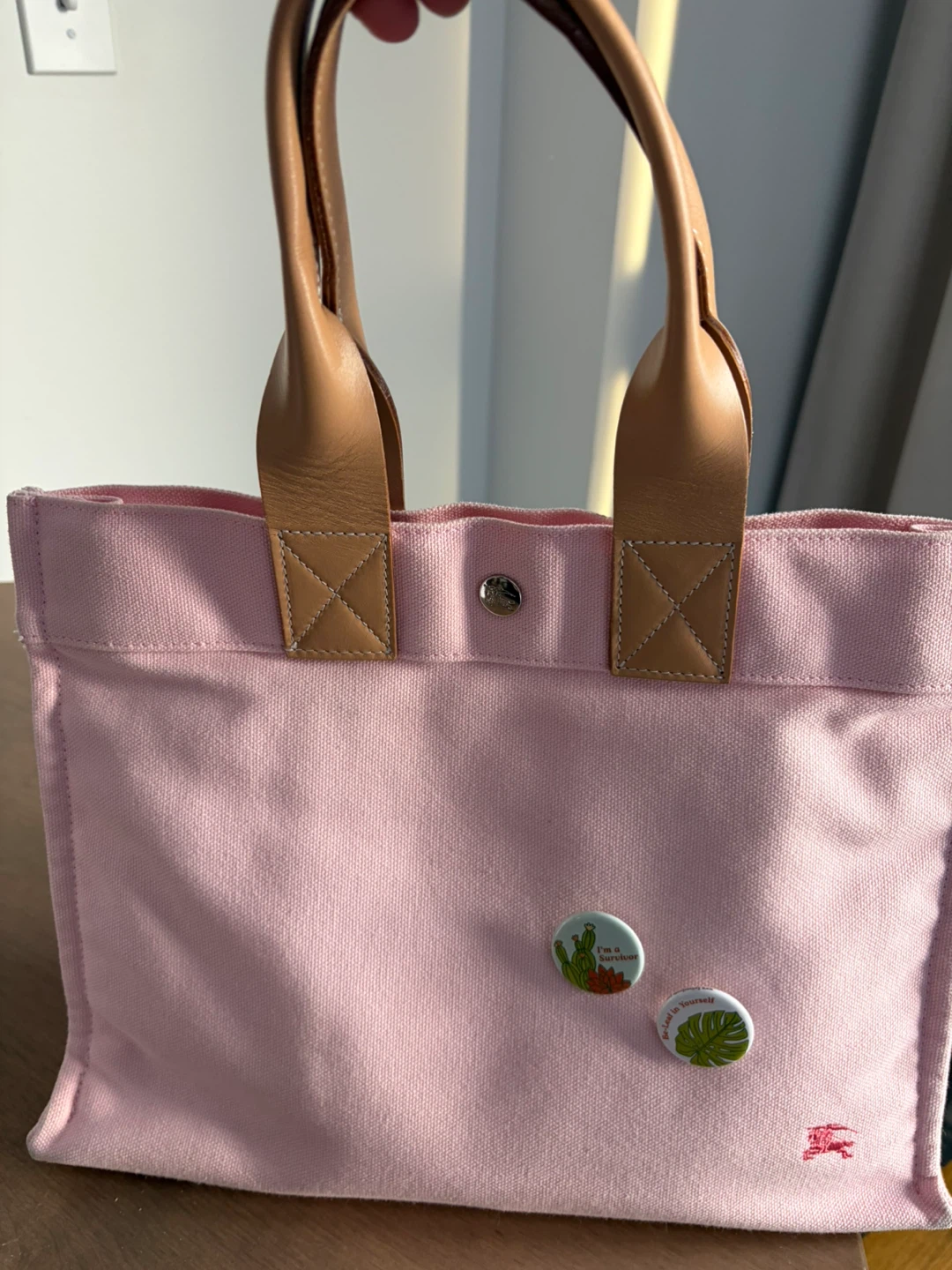 Burberry Pink Canvas Tote Bag