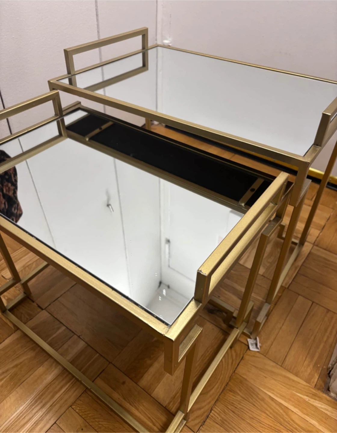 Gold Mirrored Nesting Table Set - photo 2