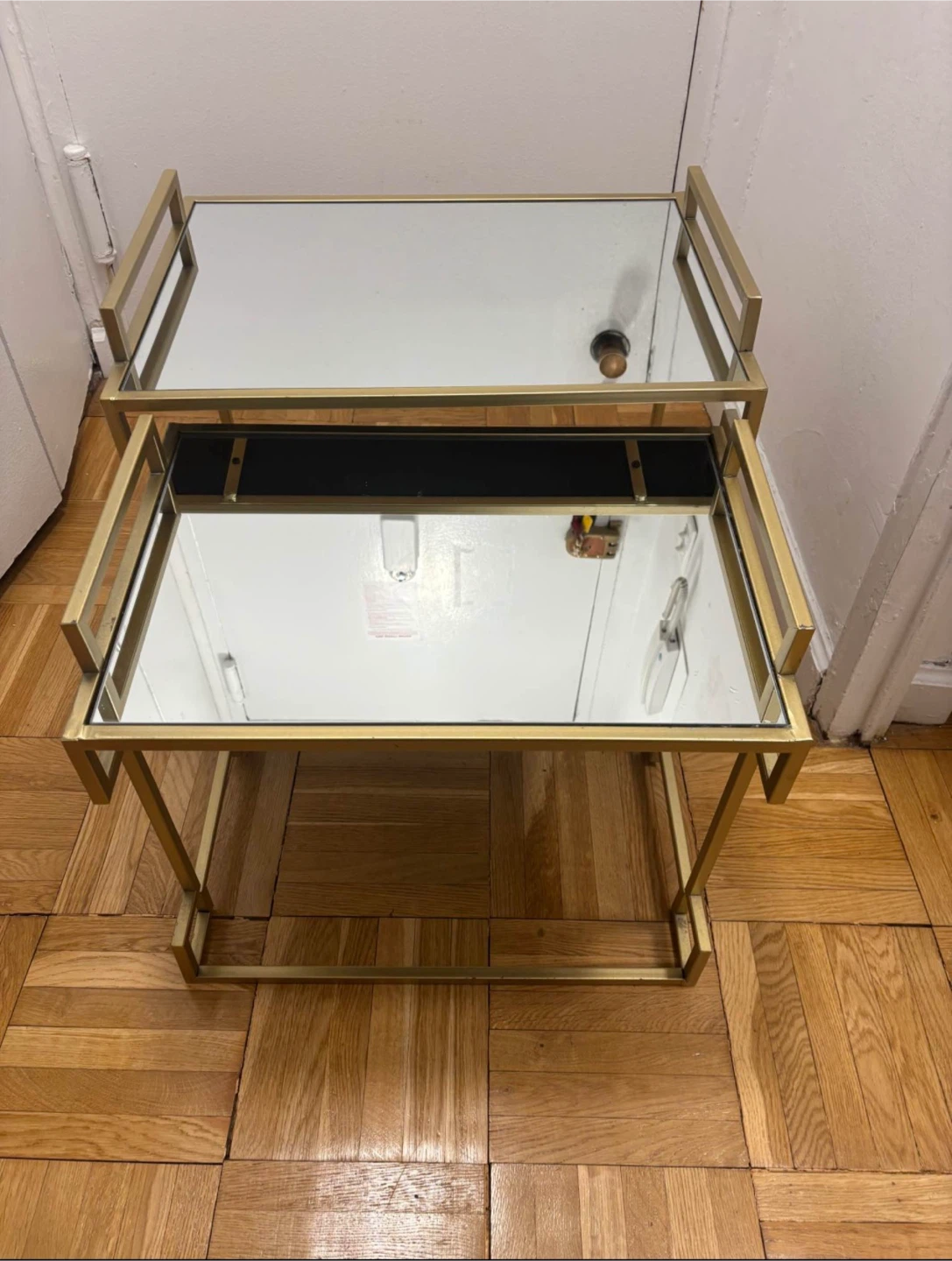 Gold Mirrored Nesting Table Set - photo 4