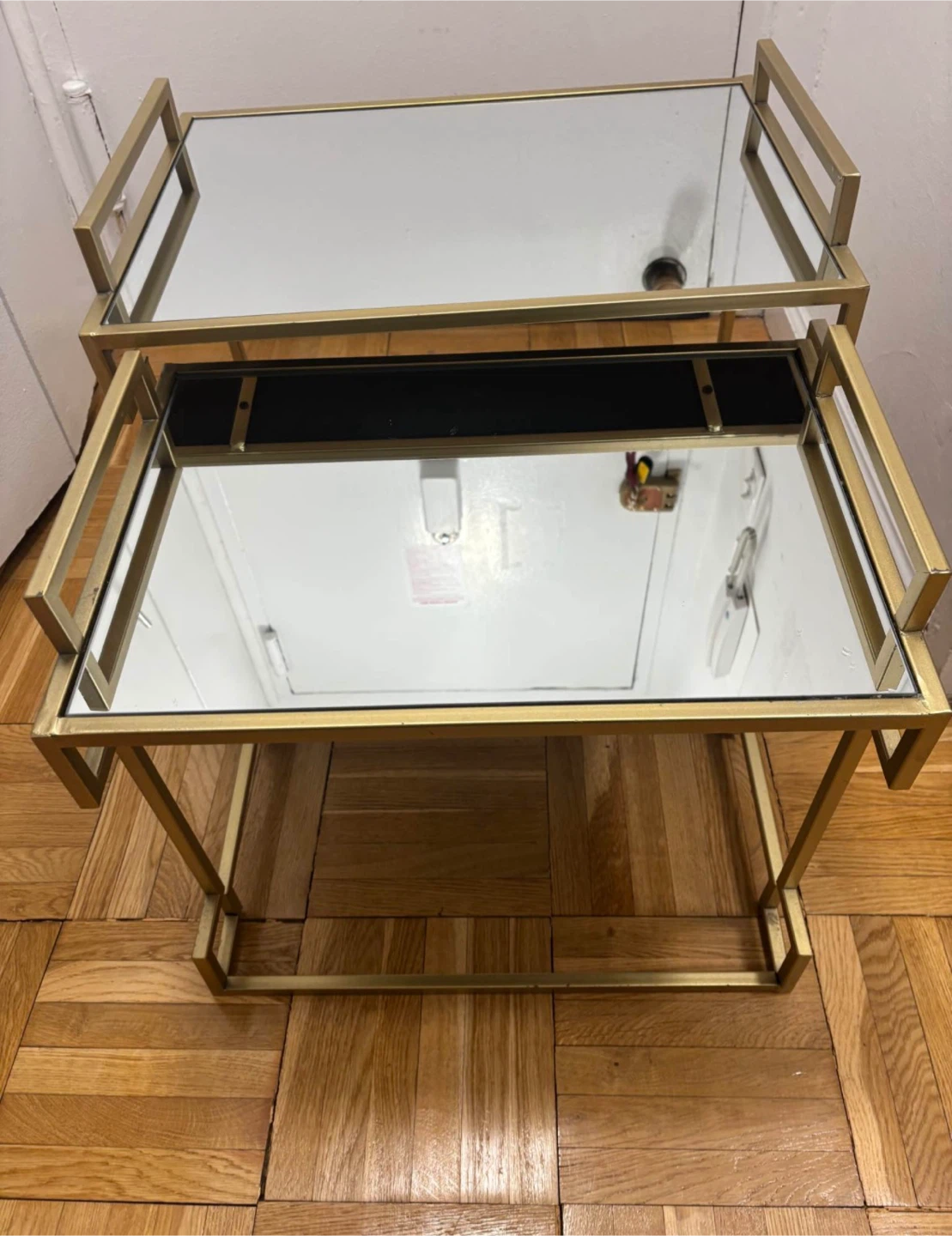 Gold Mirrored Nesting Table Set