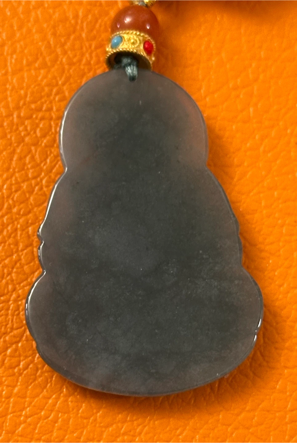 Jade carved authentic Guan Yin Pendant Necklace - Blue Color - photo 4