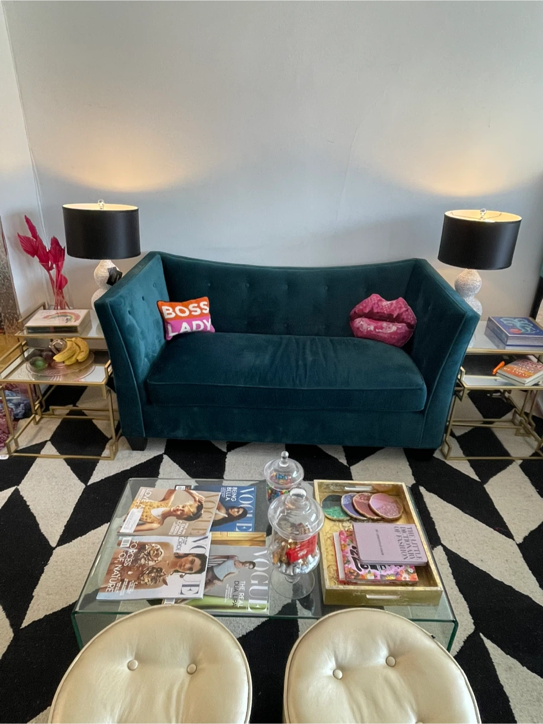 Teal Velvet Loveseat Sofa