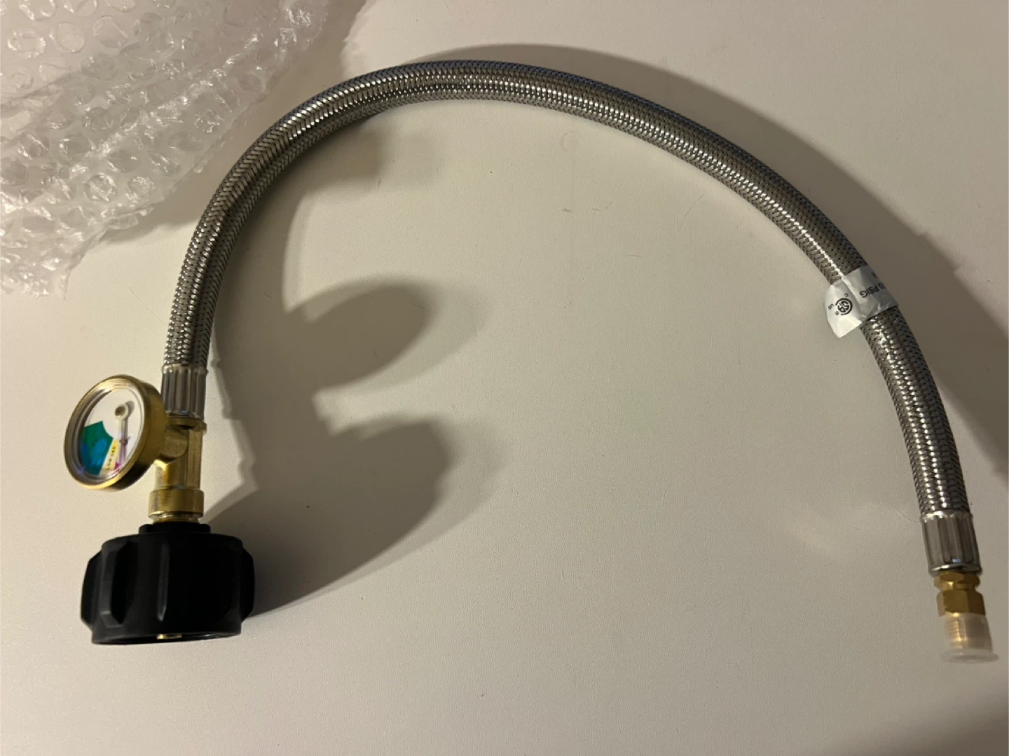 Stainless Steel Propane Pigtail Hose with Pressure Gauge