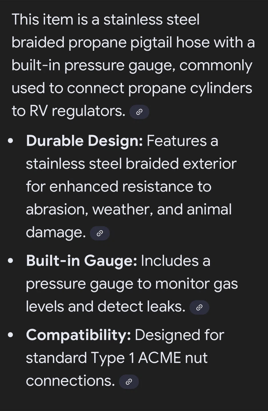 Stainless Steel Propane Pigtail Hose with Pressure Gauge - photo 5
