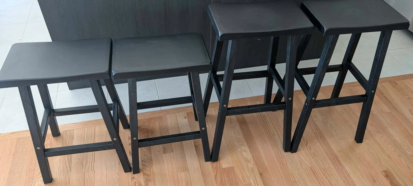 New, Pre-Assembled 29” Bar Stools, Set of 2, Black - photo 2