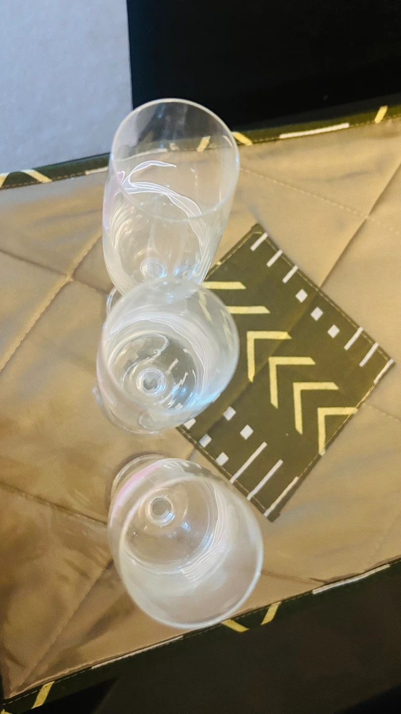 Set of 3 Clear Champagne Flutes with Pink Rose Design - photo 2