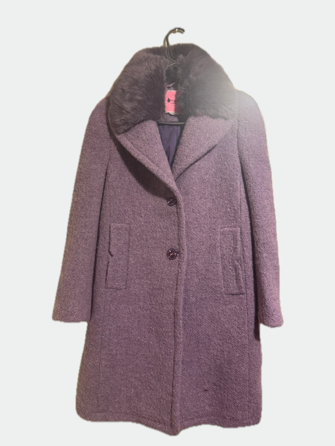 Kate Spade New York Purple Wool Blend Coat with Faux Fur Collar - photo 2