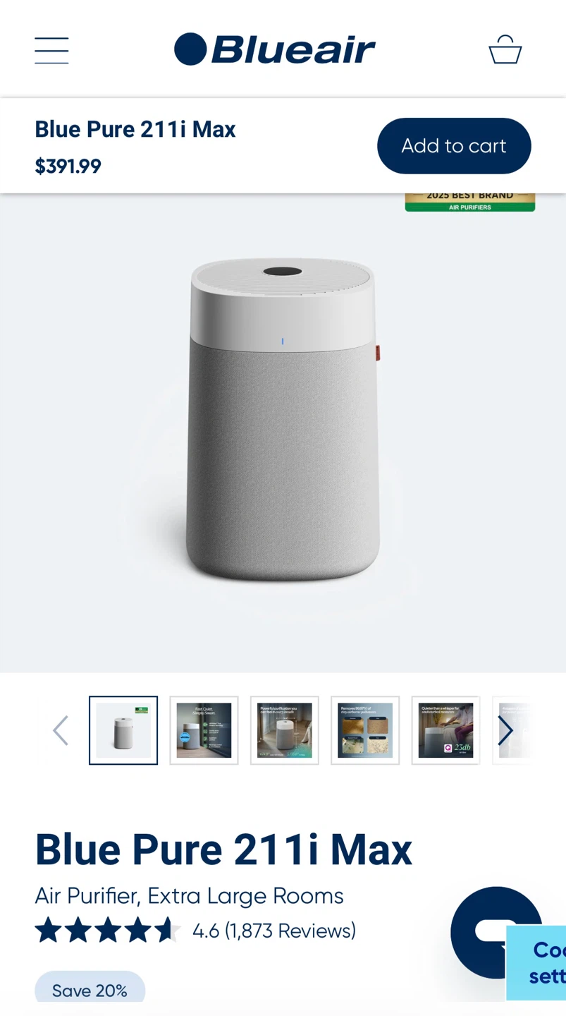 Blueair Blue Pure 211i Max Air Purifier - photo 2