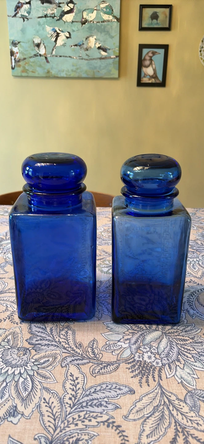 Vintage Blue Glass Biscuit & Flour Canisters - photo 4