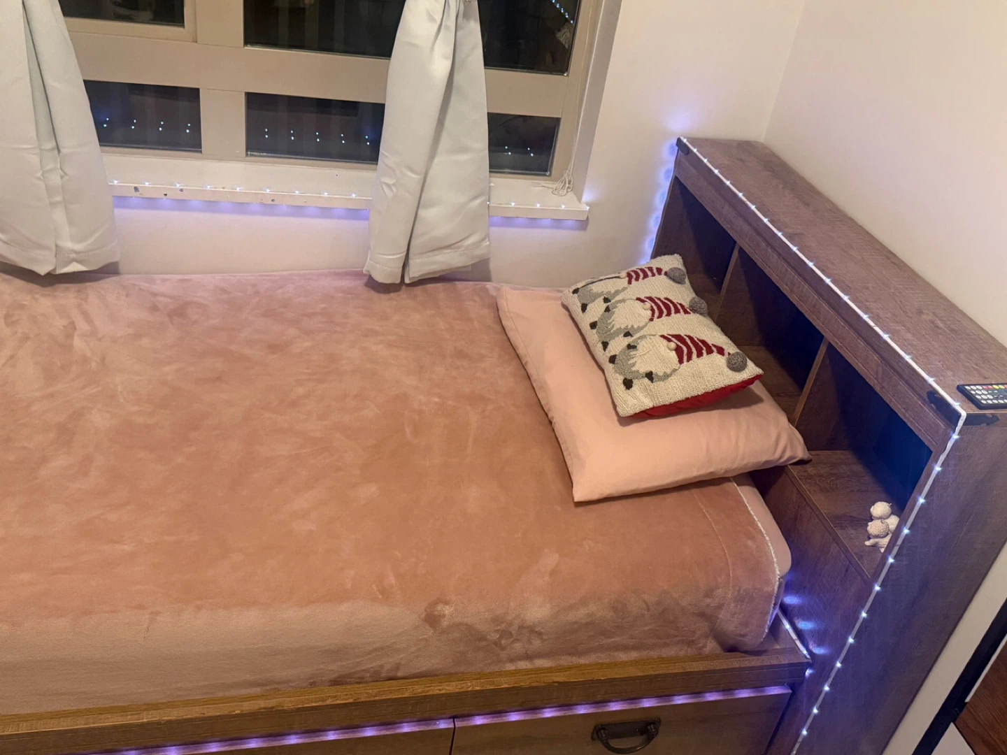 Wooden Bed Frame with Storage Headboard and mattress - photo 3