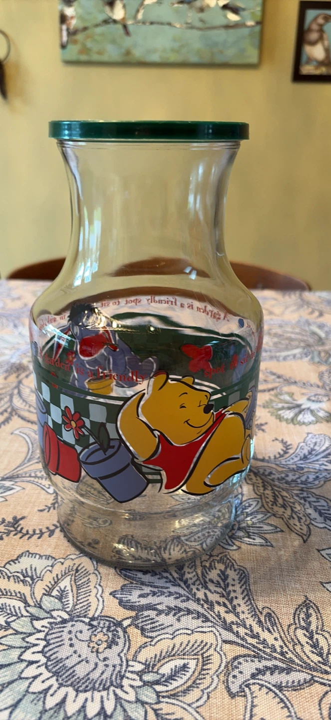 Vintage Disney Winnie the Pooh and Eeyore Glass Pitcher