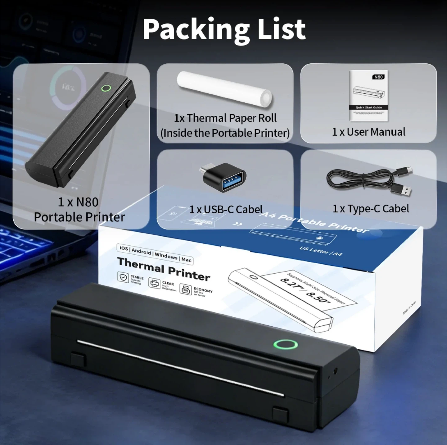N80 Portable Thermal Printer - 8.5" x 11" & A4 Size - photo 5