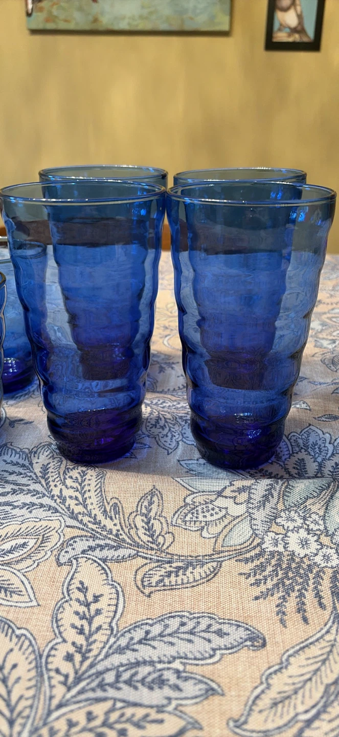 Vintage Set of 8 cobalt blue beehive Tumblers - photo 4