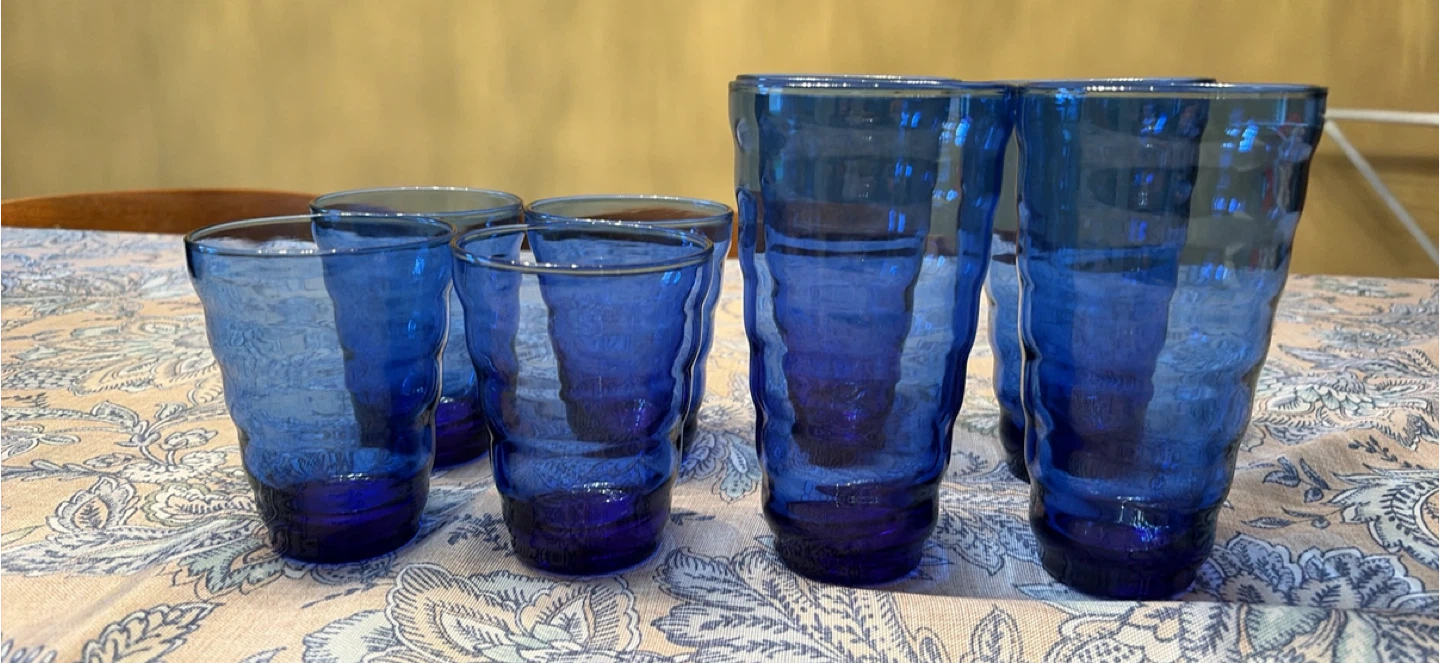 Vintage Set of 8 cobalt blue beehive Tumblers - photo 2